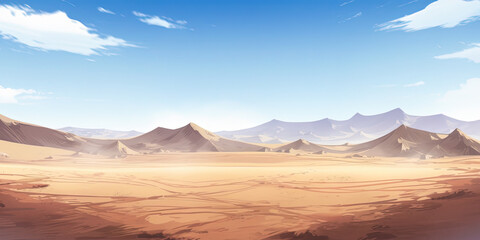 Fototapeta na wymiar anime cartoon style desert sand background banner, generated ai, generated, ai