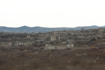 Fuzuli City, Fuzuli district  Azerbaijan - February 25 2023: Fuzuli City after The Second Nagorno-Karabakh War in 2020. The city had a population of 17,090 before the First Nagorno-Karabakh War. 