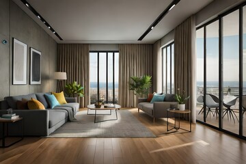 Fototapeta na wymiar Beautiful room, bedroom, house, hotel and office interior designs Generative Ai technology