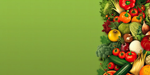 Fototapeta na wymiar Vegetables background illustration fresh food fruit colorful healthy eating, Generated AI