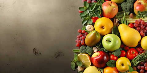 Vegetables background illustration fresh food fruit colorful healthy eating, Generated AI