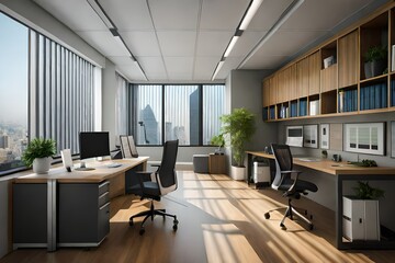 Fototapeta na wymiar beautiful room interior and office interior designs generative ai technology