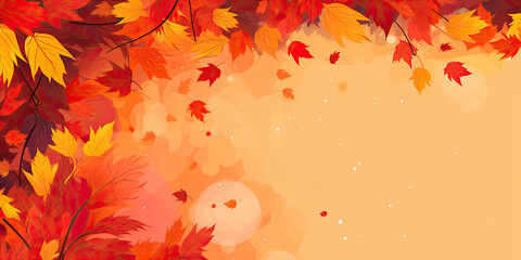 Autumn leave fall background banner orange red, Generated AI, Generated, AI