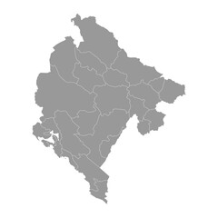 Montenegro gray map with administrative subdivisions. Vector illustration.
