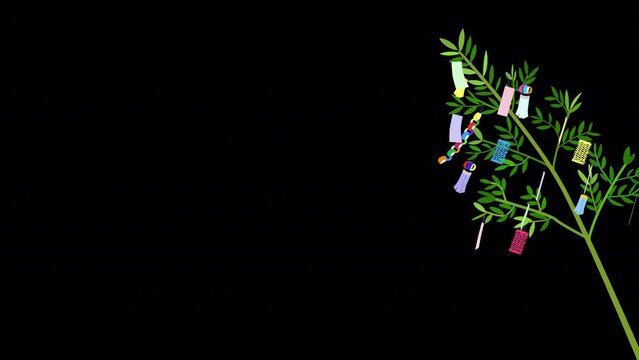 七夕の笹と短冊のフレームのアニメーション動画