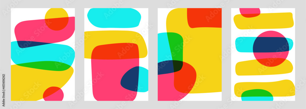 Poster abstract backgrounds. set of bright color geometric shapes. hand drawn creative elements for graphic