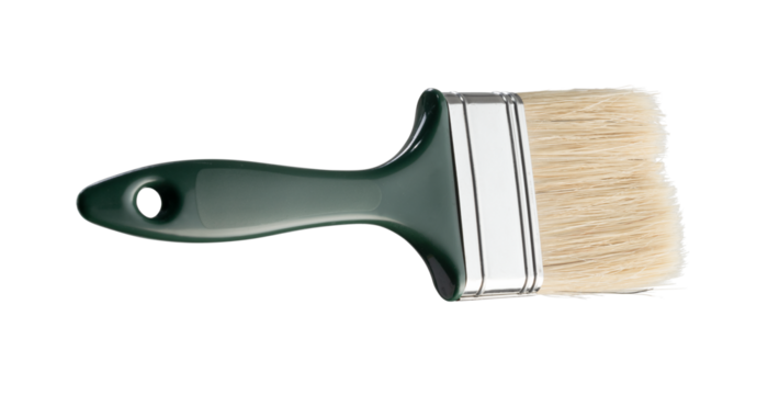 Clean new paint brush isolated on white background.