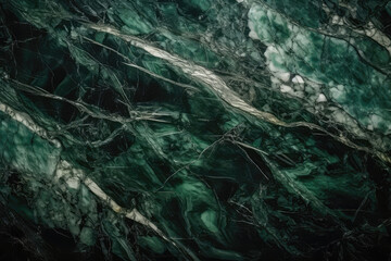 Fototapeta na wymiar Marble Surface Texture Background Deep Green Marble With Lighter Green And White. Generative AI