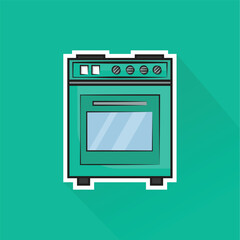 Illustration Vector of Green Stove in Flat Design