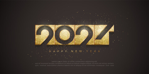 2024 number luxury design to welcome 2024 new year. With luxury golden glitter. Premium design vector for banner, Poster, Calendar and greeting.