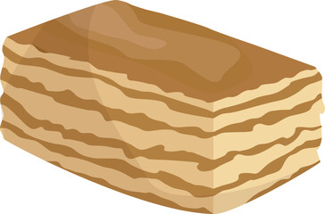 color illustration honey cake with cream delicate