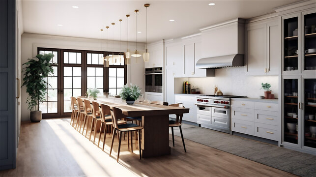 Generative AI, Transitional Kitchen: A Blend of Traditional and Modern Style