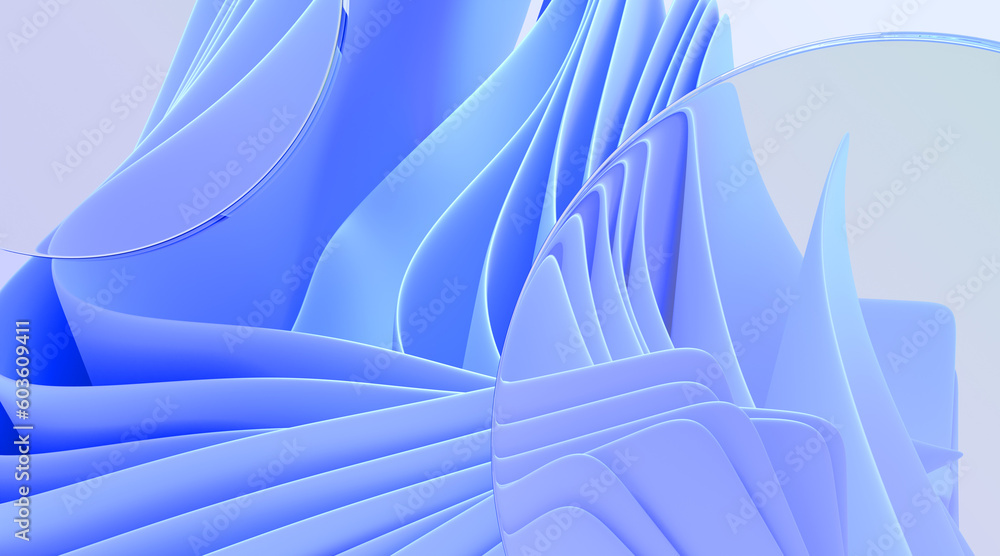 Poster glassmorphism circle discs on blue layered background 3d render. glass morphism frames, plates with 
