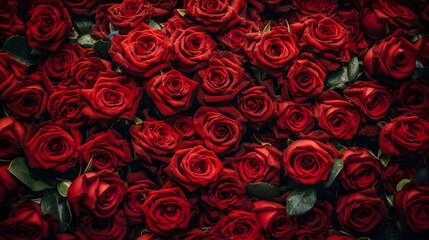 pile of red roses wedding background ,red roses textured generative ai