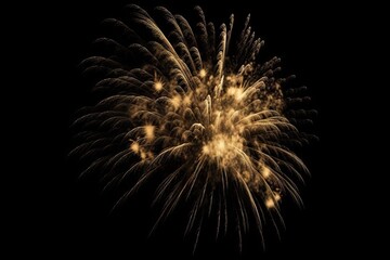 Golden Fireworks on Black Background Isolated. Celebration and Light. Generative AI illustrations.