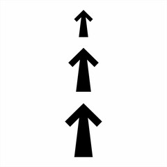 Three arrow signs, illustration of road direction.