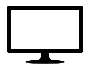 Blank LED TV or Monitor screen with stand isolated on white background. Vector illustration EPS 10 File.