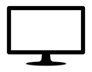 Blank LED TV or Monitor screen with stand isolated on white background. Vector illustration EPS 10 File.