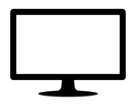 Blank LED TV or Monitor screen with stand isolated on white background. Vector illustration EPS 10 File.