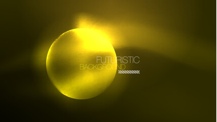 Neon glowing circles, magic energy space light concept, abstract background wallpaper design