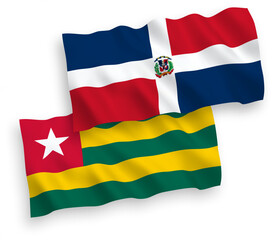 Flags of Togolese Republic and Dominican Republic on a white background