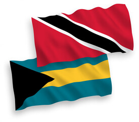 Flags of Republic of Trinidad and Tobago and Commonwealth of The Bahamas on a white background