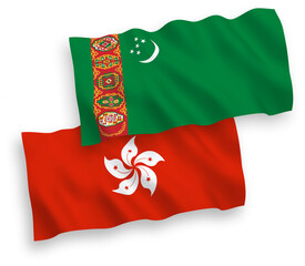 Flags of Turkmenistan and Hong Kong on a white background