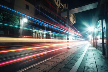 long exposure speed light trails in an urban environment, street