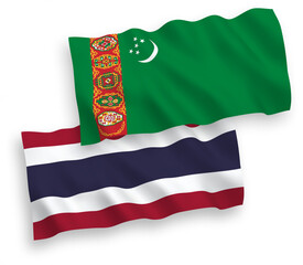 Flags of Turkmenistan and Thailand on a white background