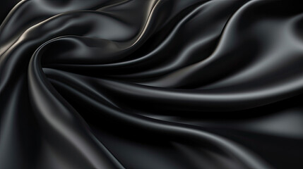 Black silk fabric background. Generative AI