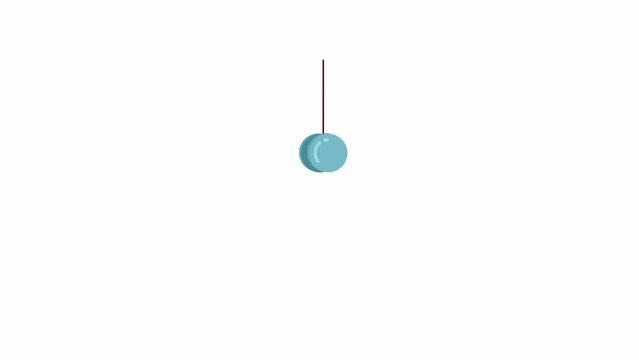 Animated yoyo toy. Flat cartoon style icon 4K video footage for web design. Spool on string toy. Spinning yo yo isolated colorful object animation on white background with alpha channel transparency