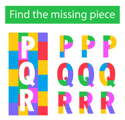 Puzzle game. Task for the development of logic for children. English letters PQR.