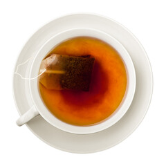 Cup of tea, isolated on white background, full depth of field
