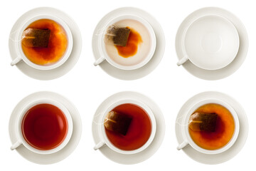 Cup of tea, isolated on white background, full depth of field