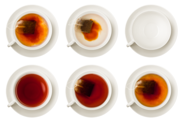 Cup of tea, isolated on white background, full depth of field