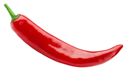 Fotobehang Chili Pepers red hot chili peppers isolated on white background, full depth of field  © grey