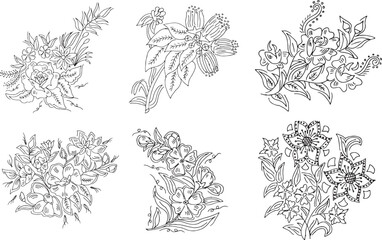 Set of Hand drawn flowers 