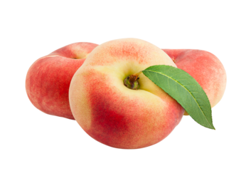 Flat peach isolated on white background, full depth of field