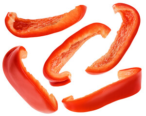 sweet pepper slice, paprika, isolated on white background, full depth of field