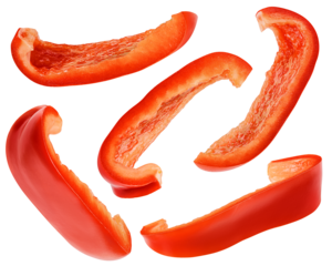 sweet pepper slice, paprika, isolated on white background, full depth of field