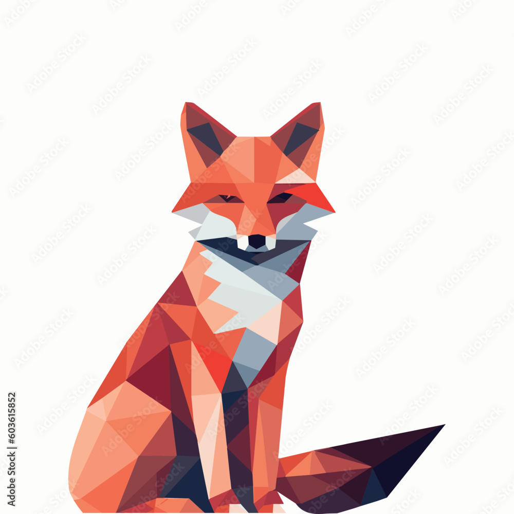 Wall mural brown fox illustration graphics in low polygon vector, geometric illustration, low poly style