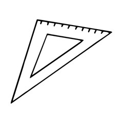 ruler triangle hand drawn in doodle style. icon, sticker.