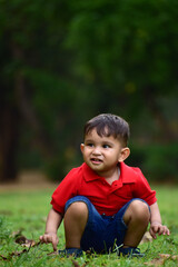 little child playing in the park