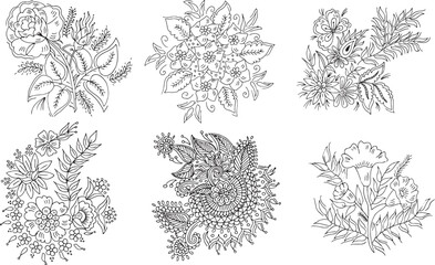 Set of Hand drawn flowers 