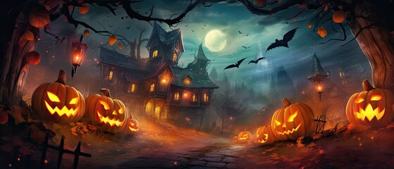 Fototapeta premium Halloween Banner promo sale Generative AI