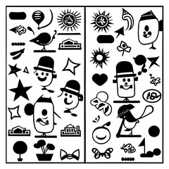characters vector design black and white