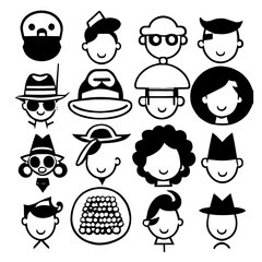 characters vector design black and white