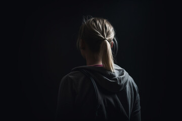 portrait of a sad woman in the dark