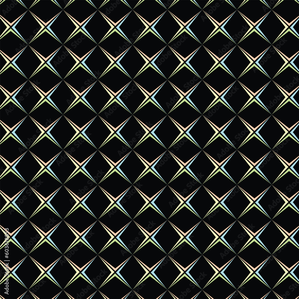 Poster abstract geometric pattern with black background.