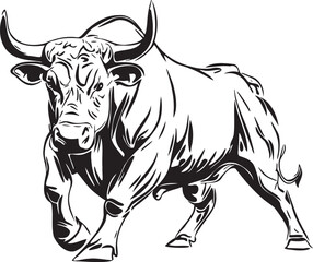 bull preparing to attack one color vector illustration on white background